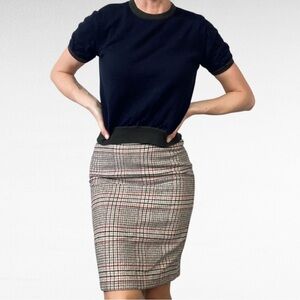 VINTAGE | Kasper Navy Blue & Army Green Crew Neck Short Sleeve Preppy Wool Shirt